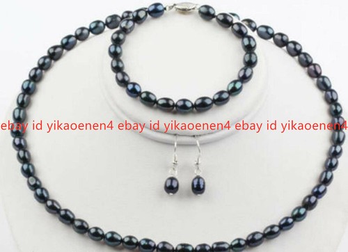 8mm black freshwater pearls - 7-8mm,