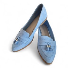 Marks and Spencer Blue Suede Loafers With Tassle Size 5 Insolia Flex