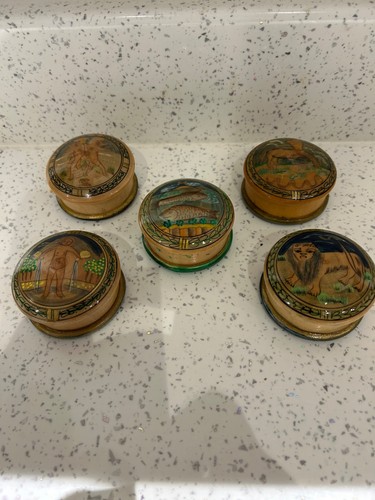 Vintage round painted trinket - vintage,