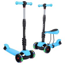 Kids Three Wheel Kick Scooter with Removable Seat,LED Flashing Wheels CHECK DESC
