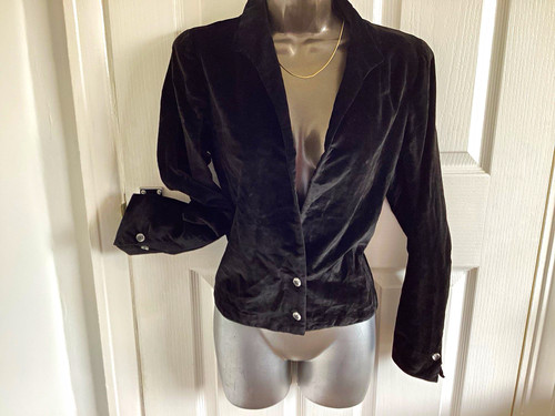 Women black velvet jacket - black,