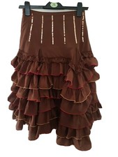 M&S Brown Layered Ruffle Frill Rah Rah Skirt Age 11 Years
