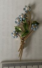 Krementz Gold Plated Enamel Floral Cultured Pearl Brooch Missing 1 Pearl 4.1g