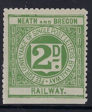 Neath and Brecon Railway 2d Letter stamp unused with gum