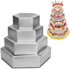 Hexagon 4 Tier Shape Cake Tins For Birthday Wedding Anniversary