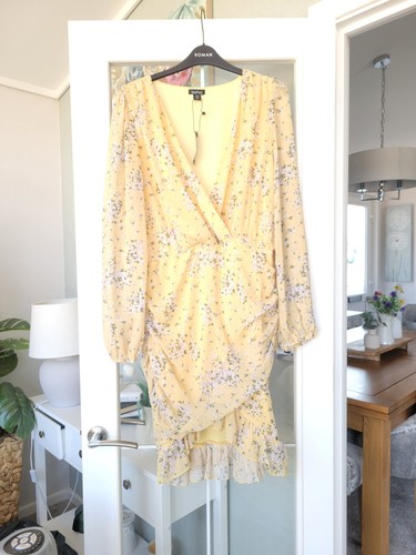 Bnwt yellow floral chiffon - floral,