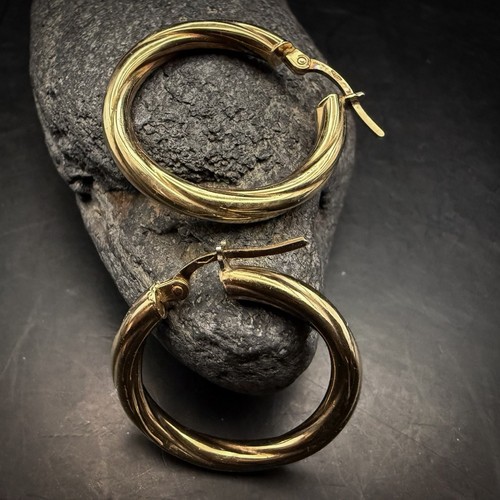 9ct yellow gold twisted hoop - 9ct,