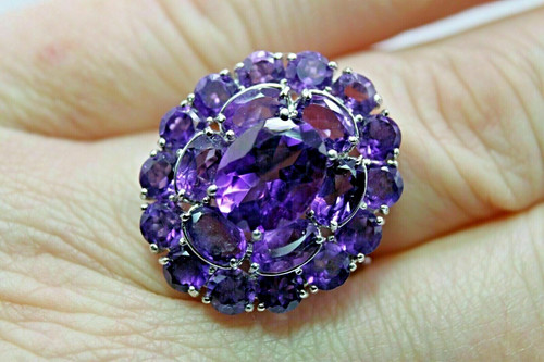 Silver ring amethyst natural - silver,