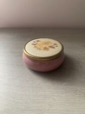 Vintage Framecraft Made in England Pink Trinket Box With Needlepoint Lid Floral