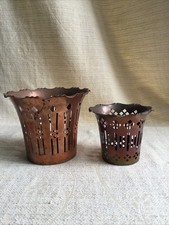 Old copper pierced plant pots - old,