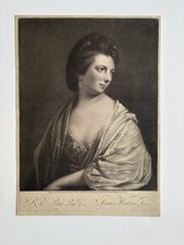 Antique Mezzotint engraving Elizabeth Bull, a print seller, by James Watson 
