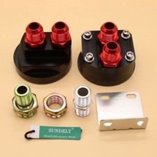 NEW UNIVERSAL AN10 OIL FILTER COOLER SANDWICH PLATE ADAPTER RELOCATION KIT BLACK