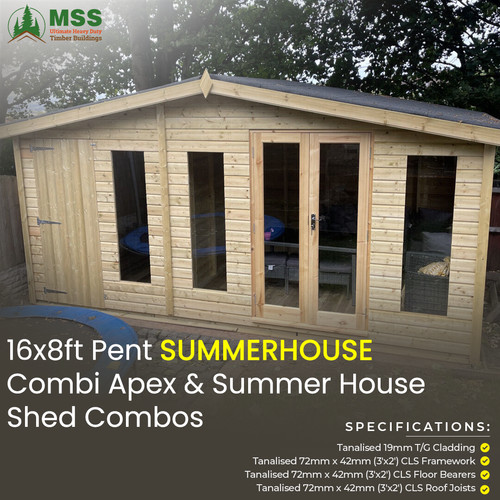 16ft 8ft pent summerhouse - 8ft,