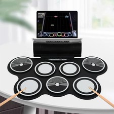 Electronic Drum Set Portable Digital Roll Up Pad Built in Speaker Headphone Jack