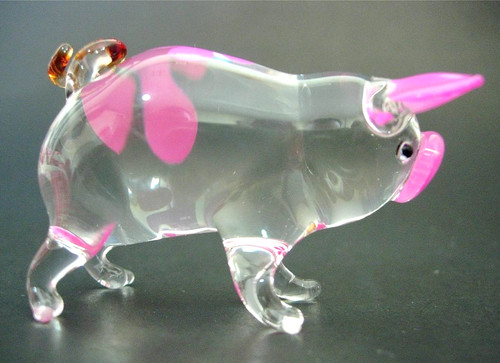 Blown glass pig figurine - figurine, pink