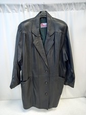 ? Vintage Brown Ladies Oversized Leather Coat  Size Small Good Condition