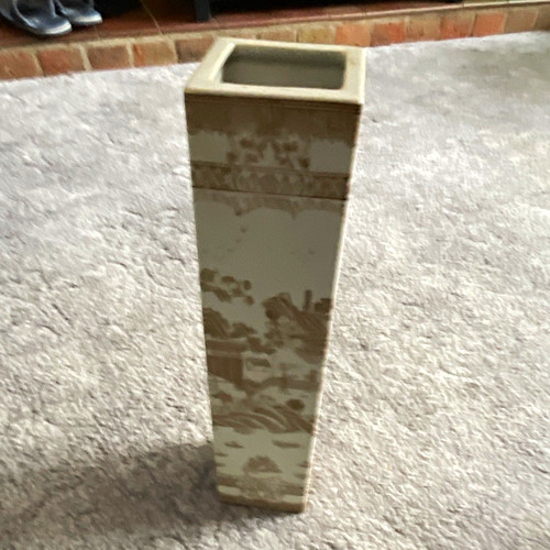 Square ceramic vase beige - ceramic,