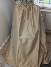 John Lewis Pure Silk Gold Slub Curtains W102" D52" Lined Pencil Pleat