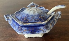 Henry Alcock Serving Bowl With Ladle & Lid 21.5cm Length . Bowl Depth 8cm