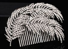 Elegant Bridal Wedding Hair Comb Three Rhinestone leaves Headpiece  Fascinator