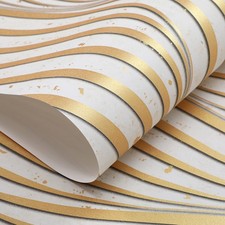 Silver Gold Black Glitter Textured Feature Wallpaper Non-Woven Wave Stripe Thick