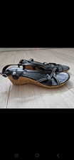 Lotus Size 4 Black Wedged Sandals