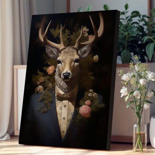 Stag baroque canvas - stag,