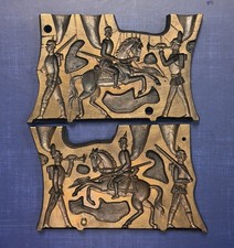 Antique Lead Toy Soldier Mold 3 Prussian Soldiers & Horse COPPER/ BRONZE? 1930s