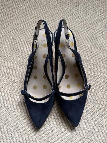 Elegant navy suede slingback - elegant,