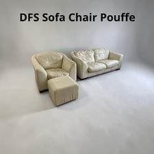 DFS Leather Sofa Chair Pouffe