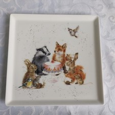 Boxed Royal Worcester Wrendale Square Plate ‘Woodland Party’ Fine Bone China