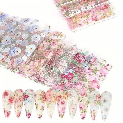 10pcs mixed floral nail - floral, art