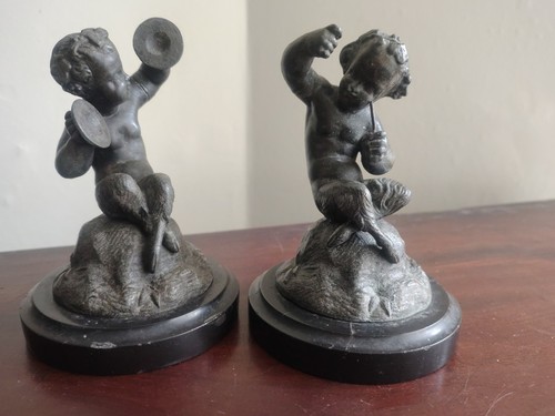 Pair french antique spelter - antique,