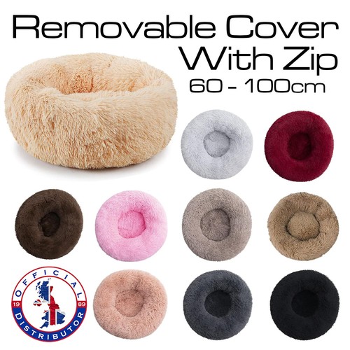 Round fluffy pet bed - round,