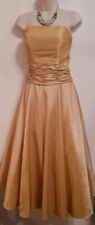 Mark Lesley strapless bridesmaid/prom dress gold satin UK12 Button down back