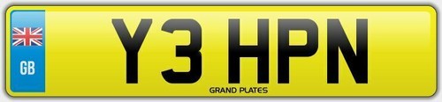 Number plate initials y3 - pn,