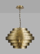 John Lewis Herringbone Dimmable Ceiling Light H28.5 x Dia.43cm Antique Brass A