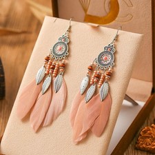 Ethnic Real Feather Earrings