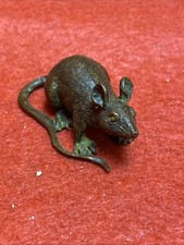 Bronze Rat Mouse Vintage Antique Zodiac Ornament Statue Solid Hand Made