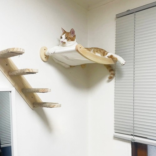 Cat wall mounted hammock step - mounted,
