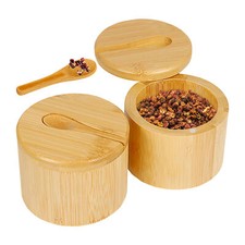 2x Bamboo Salt Cellar