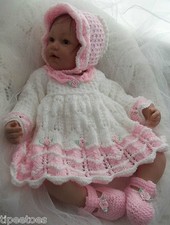 BABY KNITTING PATTERNS DK 45 GIRLS OR REBORN DOLLS BY PRECIOUS NEWBORN KNITS
