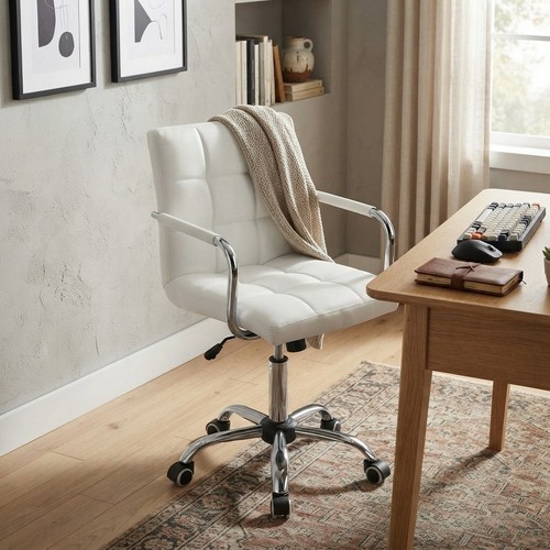 Stylish white faux leather - white,