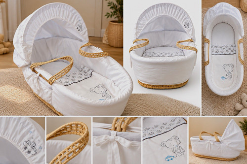 White wicker moses basket with - wicker,