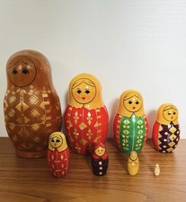 Vintage 1950’s Matryoshka Russian Nesting Stacking Dolls Wooden Toy Collectable