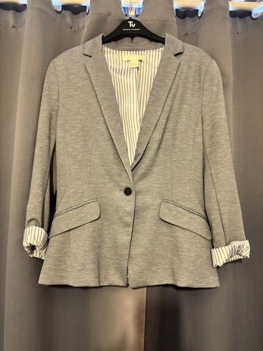Grey blazer with striped - blazer,