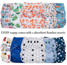 5 pack reusable nappies with inserts adjustable Cloth Popper pocket washable new