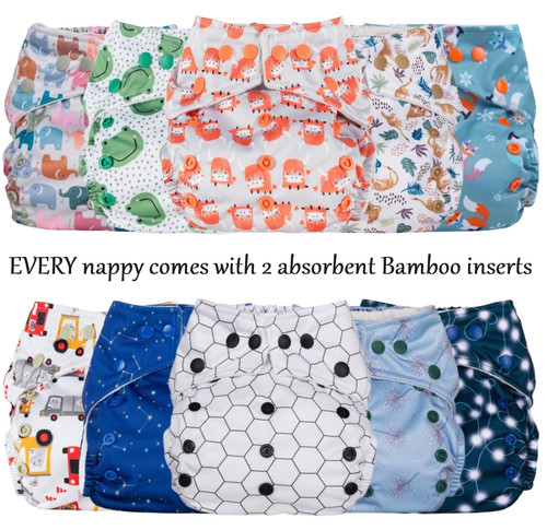 Pack reusable nappies with - nappies,