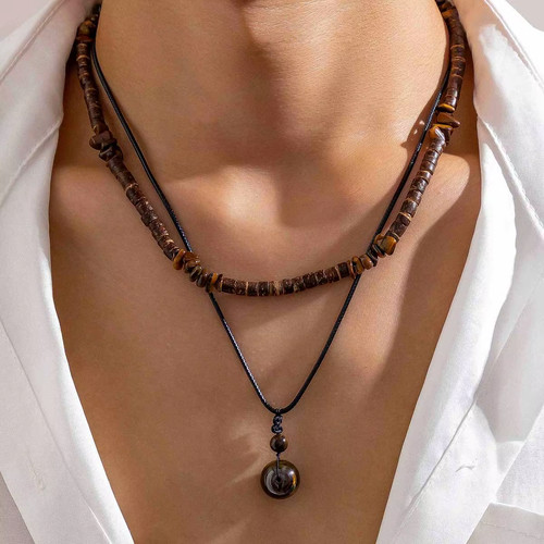 2pcs natural stone pendant - natural,