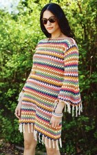 Ladies vintage dress easy crochet pattern from the 70's Summer of love.